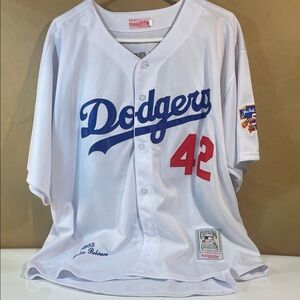 White Dodgers Baseball Jersey #42 Jackie Robinson 1955
